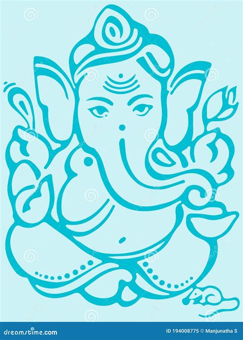 Sketch Of Hindu God Lord Ganesha Editable Outline Vector Illustration