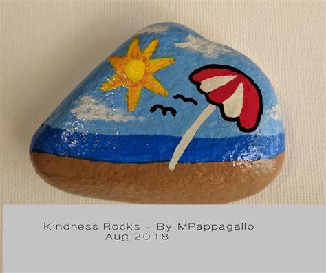 Beach Painted Rock Aug 2018 Rock Painting Designs Painted Rocks