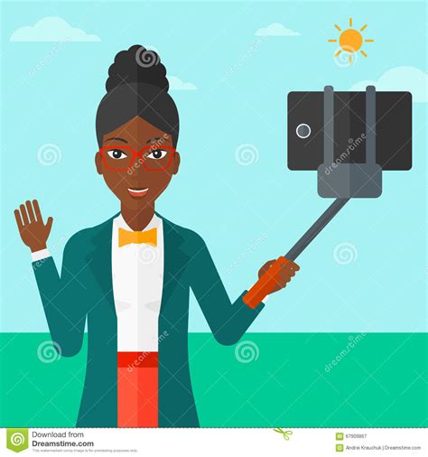 Woman making selfie. stock vector. Illustration of layout - 67909867