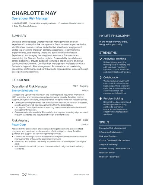 3 Operational Risk Manager Resume Examples And How To Guide For 2024