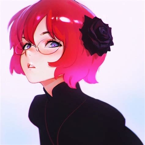 Anime 1080x1080 Anime Anime Girls Short Hair Redhead Purple Eyes