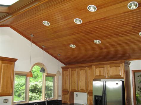 Light Stained Beadboard Ceiling Shelly Lighting