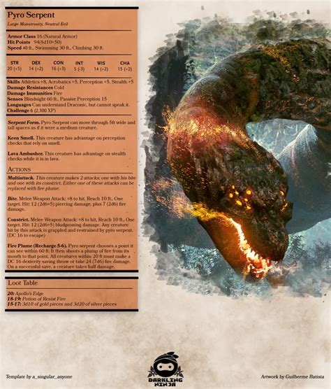 Pyro Serpent The Sneki Snek That Hides In Lava A Monster For Your