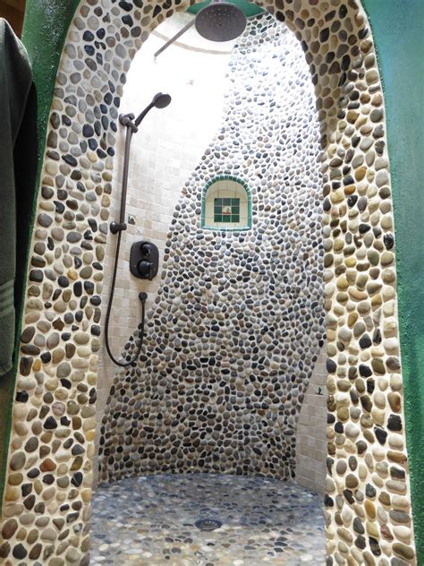 Stone Shower With Mexican Tile Niche Stone Shower Global Inspired