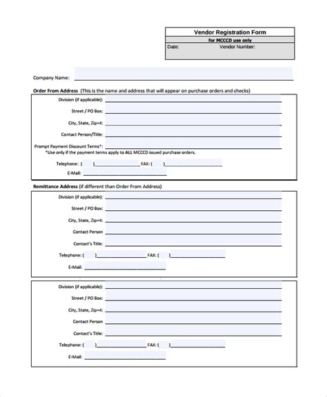 Vendor Registration Form Template Excel Free 52 Sample Membership