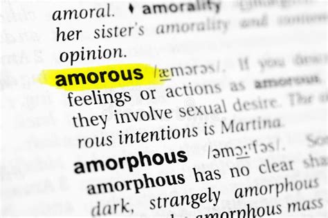 Highlighted English Word Amorous And Its Definition In The Dictionary Stock Photo Image Of