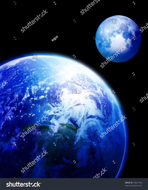 Earth And Moon In Outer Space Stock Photo 10627765 Shutterstock