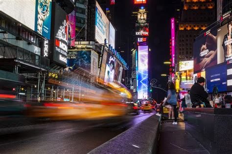 Night Time Traffic In Times Square Editorial Photography Image Of