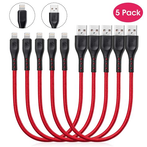 Cyvensmart Short 1ft Iphone Charging Cable 5 Pack 1 Feet