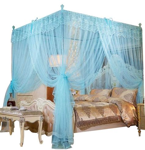 Mengersi 4 Corners Post Canopy Bed Curtain For Girls