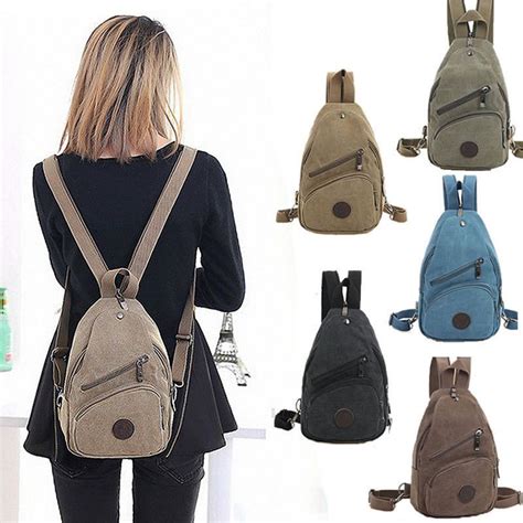 Canvas Convertible Mini Small Sling Backpack Rucksack Chest Pack Purse