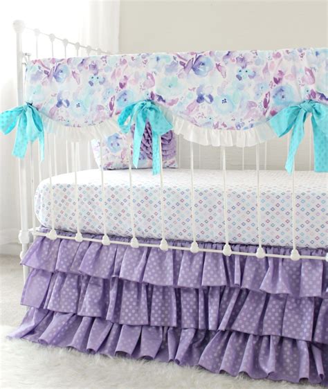 Lilac and light purple nursery bedding and décor. Ocean Dreams Lavender Bumperless Bedding Set - Lottie Da Baby