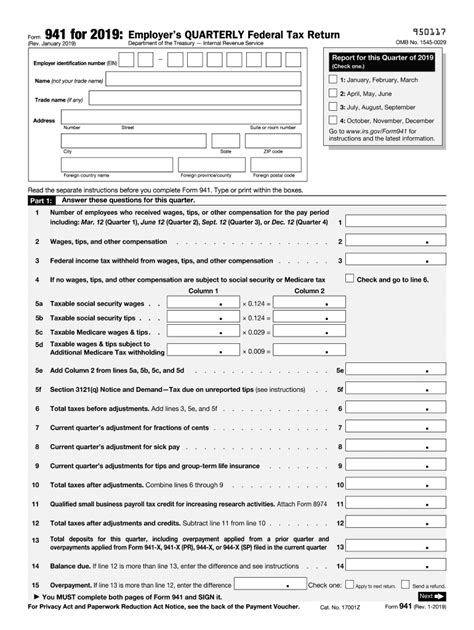 Irs 941 2019 Fill And Sign Printable Template Online Us Legal Forms