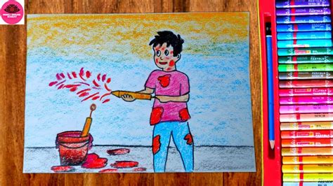 How To Draw Boy Celebrating Holi Festival Drawing Tutorial For