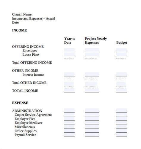 Free 19 Church Budget Samples And Templates In Ms Word Pdf Excel