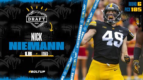 2021 Nfl Draft Chargers Select Linebacker Nick Niemann Iowa Round 6