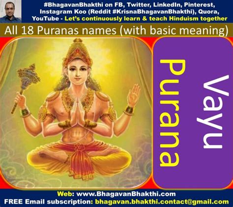 List Of Puranas Names With Basic Meaning Bhagavan Bhakthi Hinduism