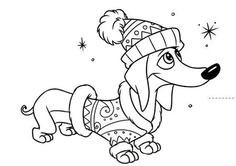 Kleurplaat Hond Kerst