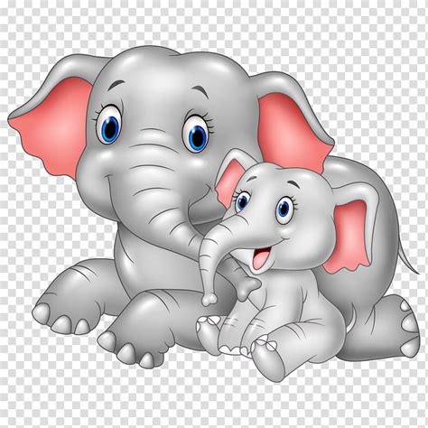 Free Download Two Elephants Illustration Infant Cartoon Mother