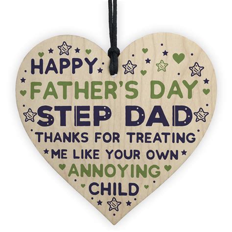 step dad fathers day ts wooden heart funny fathers day card