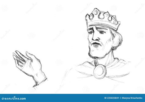 The King Pencil Drawing Portret Stock Illustration Illustration Of