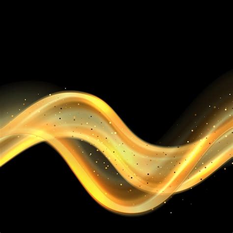 Premium Vector Abstract Golden Wave Element With Gold Glitters Effect