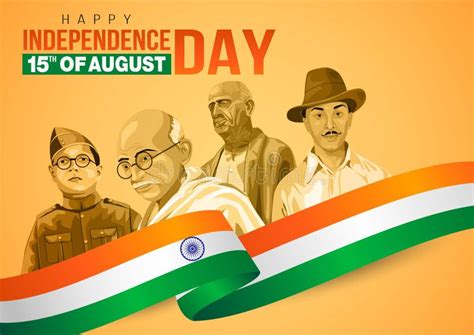 happy independence day 15th august happy independence day of india stock vector illustration