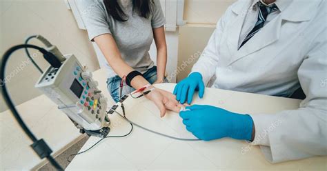 patient nerves testing  electromyography medical examination emg