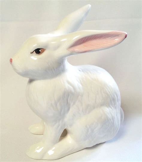 Large White Rabbit Figurine Ceramic Bunny 75 Tsusphq Ceramics