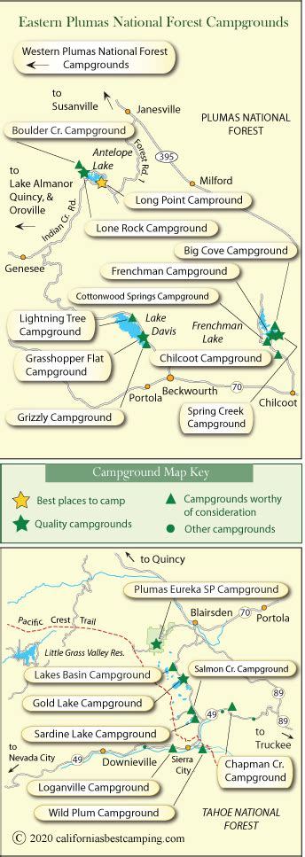 Plumas National Forest Campground Map Eastern Portion