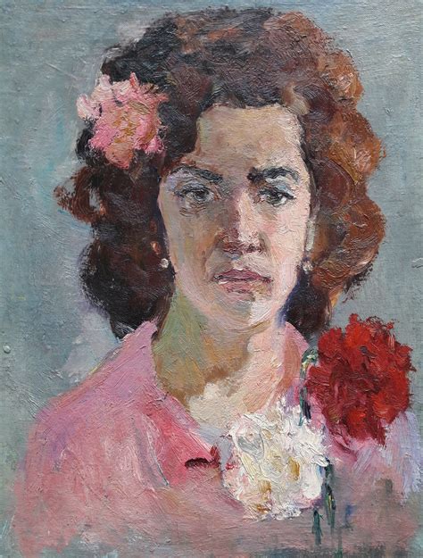 Original Oil Painting Ukrainian Artist Portrait Soviet Vintage