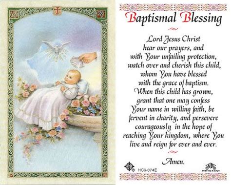 Catholic Baptism Prayer Card Laminated Holy Card Baptismal Blessing