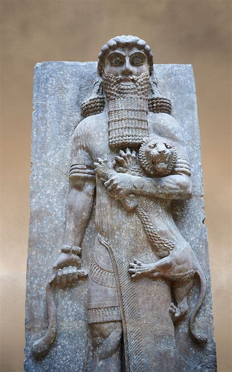 Stone Relief Sculptured Panel Of A Hero Holding A Lion From The Facade