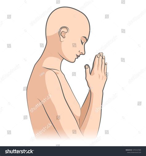 Praying Nude Woman Indian Greeting Namaste Stock Vector Royalty Free Shutterstock
