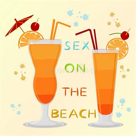 Vector Illustration Logo For Alcohol Cocktails Sex On The Beach Stock Vector Illustration Of