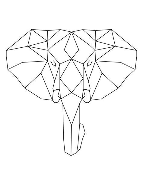 Printable Geometric Elephant Head Coloring Page Geometric Elephant