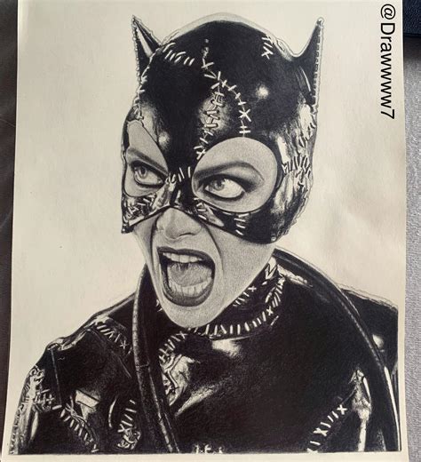 Michelle Pfeiffer As Catwoman 🐈‍⬛ Pencil Drawing By Me Rbatman
