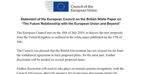 Statement Of The Council Of The European Union On The Brexit White