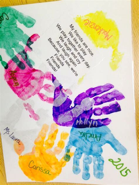 Friendship Poem Everybody Picks A Color And Puts Handprint On Their