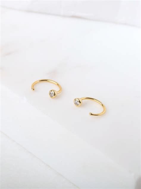 Tiny Hug Hoops Open Hoop Earrings Dainty Gold Earrings Etsy