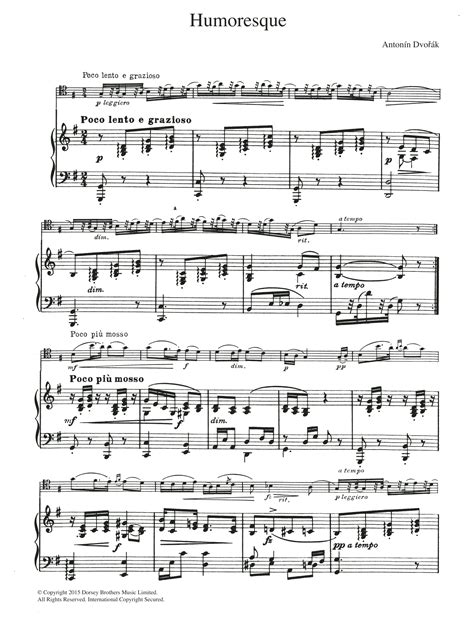 Antonin Dvorak Humoresque Sheet Music