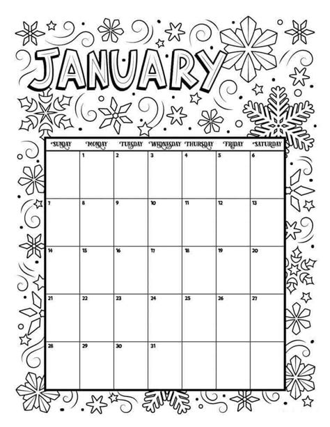 Monthly Calendar Coloring Pages Coloring Pages