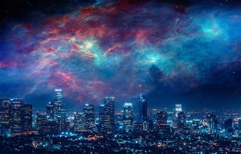 Wallpaper City Sky Beautiful Stars Space Art