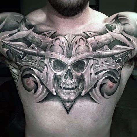 50 Skull Chest Tattoo Designs For Men Haunting Ink Ideas Cool Chest Tattoos Skull Tattoo