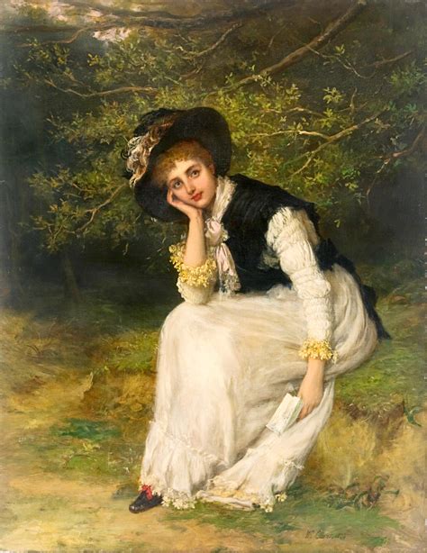 William Oliver 19th Century Academic Portrait Of A Woman The Love
