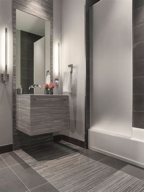 Gray flooring, particularly gray wood, has grown exponentially over the last decade and has quickly become the most popular trend, not just for flooring, but for homes in general. Modern Gray Mosaic Tile Bathroom - Contemporary - Bathroom - San Francisco - by Jennifer ...
