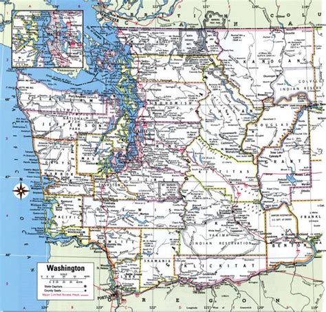 Map Of Washington State With Highwayroadcitiescounties Washington