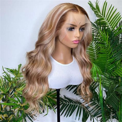 Blonde Highlight Straight 13x4 Lace Front Wig Body Wave Undetectable