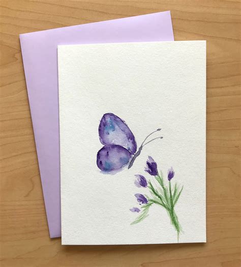 Hand Painted Greeting Card 5x7 Butterfly Blank Card Etsy Hand