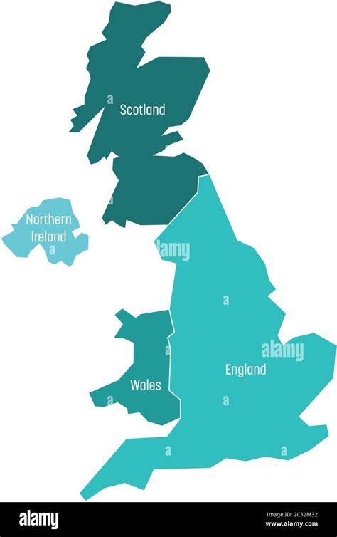 United Kingdom Uk Of Great Britain And Northern Ireland Map Divided